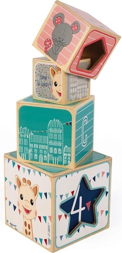 Janod - Sophie De Giraffe - Stapeltoren Houten Blokken - Afbeelding 10