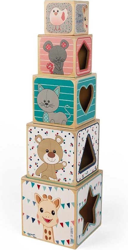 Janod - Sophie De Giraffe - Stapeltoren Houten Blokken