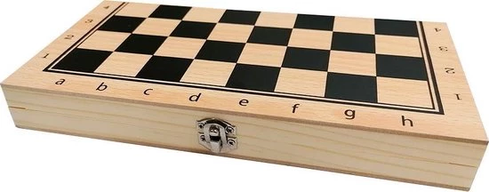 WingRepublic-Houten Schaakspel En Damspel En Backgammon -Reisspel- 3 In 1spellen - Reiseditie - Afbeelding 2