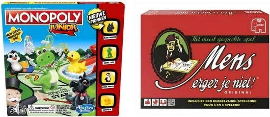 Hasbro Spellenbundel - 2 Stuks - Monopoly Junior & Mens Erger Je Niet