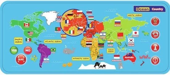 Chad Valley Leer Over De Wereld Interactieve Mat Wereldbol Wereldkaartmat