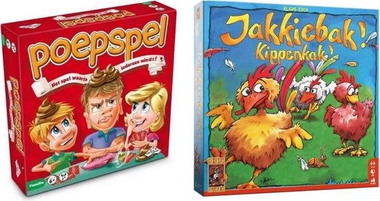 999 Games Spellenbundel - 2 Stuks - Het Poepspel & Jakkiebak! Kippenkak!