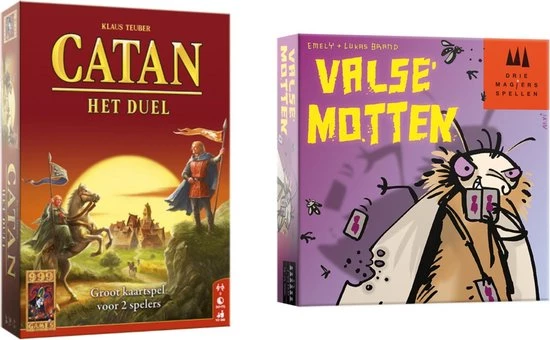 Merkloos Spellenbundel - Kaartspel - 2 Stuks - Catan: Het Duel & Valse Motten