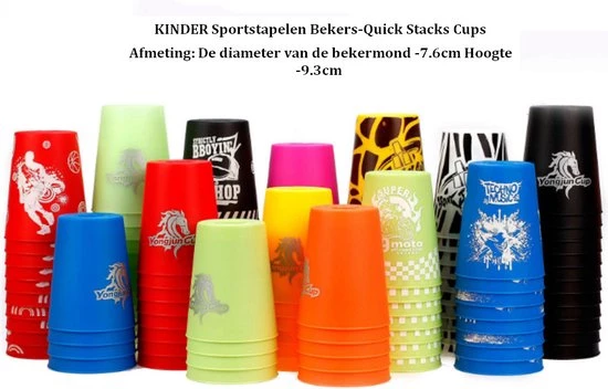 12 Pack YJ Kinder Sportstapelen Bekers-Quick Stacks Cups - Speed Training Game Uitdaging- Competitie Party Speelgoed + Gratis OpbergTas-7.6*9.3cm -Fuchsia - Afbeelding 4