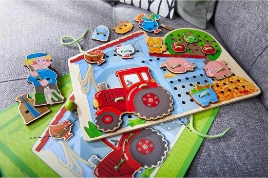 Haba Rijgspel Boerderij Junior Hout 23 Onderdelen - Afbeelding 7