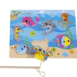 Toys Amsterdam Hengelspel Zeedieren Junior 30 Cm Hout Blauw 9-delig