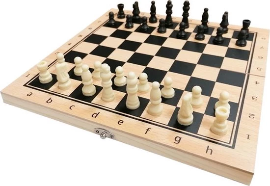 WingRepublic-Houten Schaakspel En Damspel En Backgammon -Reisspel- 3 In 1spellen - Reiseditie - Afbeelding 3