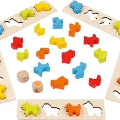 Goki Sorteerspel: DIEREN, 32-delig, Hout, Bord 24x7x0,5cm, 2+