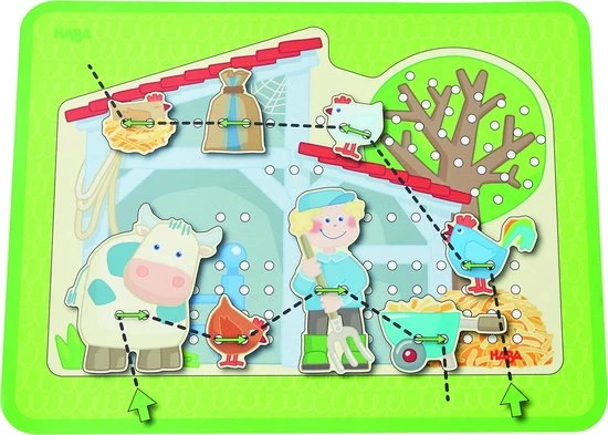 Haba Rijgspel Boerderij Junior Hout 23 Onderdelen - Afbeelding 3