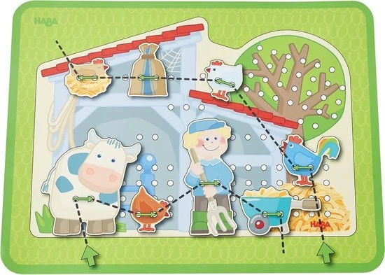 Haba Rijgspel Boerderij Junior Hout 23 Onderdelen - Afbeelding 4