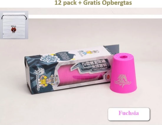12 Pack YJ Kinder Sportstapelen Bekers-Quick Stacks Cups - Speed Training Game Uitdaging- Competitie Party Speelgoed + Gratis OpbergTas-7.6*9.3cm -Fuchsia