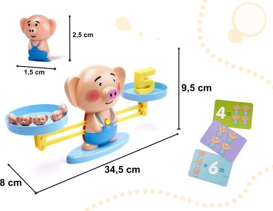 Balano Reken Weegschaal - Reken Balans Spel - Thema Varken - Educatief Spel - Leren Rekenen - Afbeelding 3