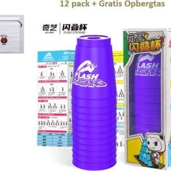 12 Pack QIYI® Kinder Sportstapelen Bekers-Quick Stacks Cups - Speed Training Game Uitdaging- Competitie Party Speelgoed + Gratis OpbergTas-7.6*9.3cm -Paars
