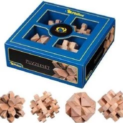 Philos - Puzzelset, 4 Houten Puzzels 21x21x7.5 Cm - Mental Training