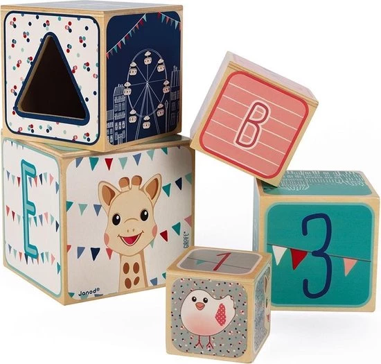 Janod - Sophie De Giraffe - Stapeltoren Houten Blokken - Afbeelding 6
