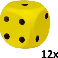 VerraXL 12x Dobbelsteen Soft / Dobbelsteen Foam Geel-Zwart 16cm