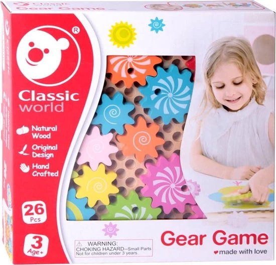 Classic World KLASSIEKE WERELD Arcadespel Montessori-tandwielen - Afbeelding 2