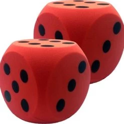 Merkloos 2x Grote Foam Dobbelstenen Rood 16 X 16 Cm