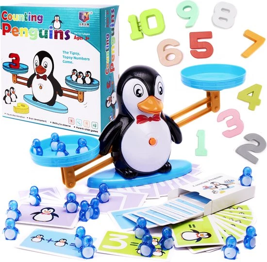 Merkloos Reken Weegschaal - Reken Balans Spel - Thema Pingu N - Educatief Spel - Leren Rekenen