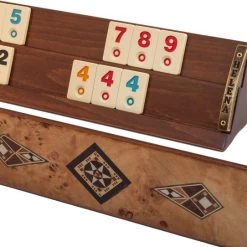 Helena Wood Art Handgemaakte Rummy Speelset - Okey - 100% Hout - Luxe Uitgave - Inclusief Tas - Rummi