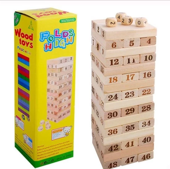 Merkloos Houten Stapeltoren Houten Blokken Houten Puzzel Genummerd Met Dobbelstenen Urenlang Speel Plezier - Afbeelding 9