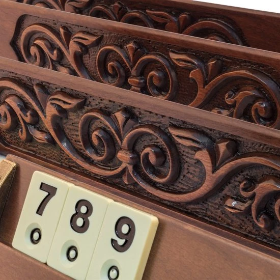 Helena Wood Art Handgemaakte Rummy Speelset - Okey - 100% Hout - Luxe Uitgave - Inclusief Tas - Rummi - Afbeelding 2