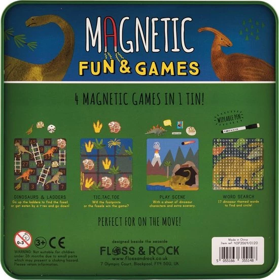 Floss & Rock Spelletjesdoos Dinosaurus 4-in-1 - 19,5 X 19,5 Cm - Afbeelding 6