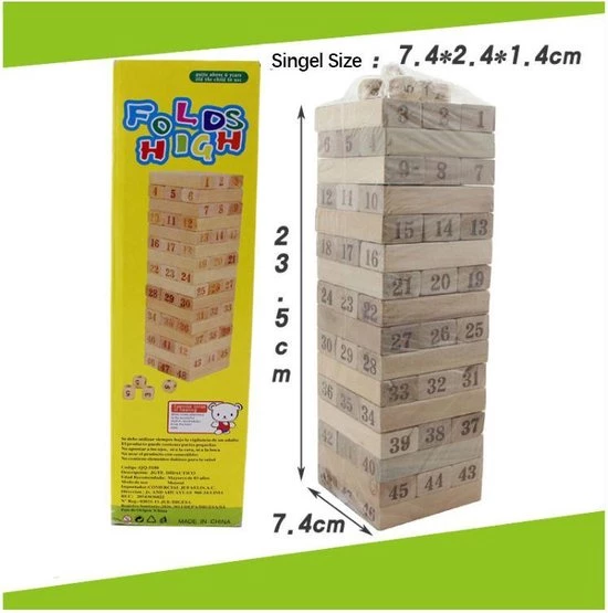 Merkloos Houten Stapeltoren Houten Blokken Houten Puzzel Genummerd Met Dobbelstenen Urenlang Speel Plezier - Afbeelding 6