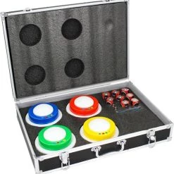 QuizXpress Professioneel LED Quiz Buzzer / Drukknop Systeem Met 4 Draadloze Buzzers, Bereik 60 Meter