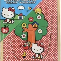Sanrio Hello Kitty Hello Kitty Puzzel 4stuks In Een Houten Kistje - Puzzel - Vanaf 2 Jaar L15xB12H3