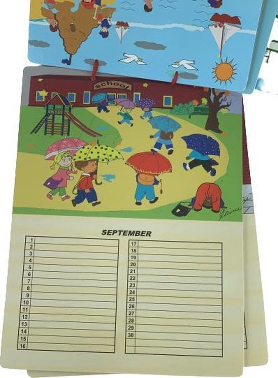 Charl's Toys Houten Kalender 6 Delig - Kinderkalender 4 Seizoenen - Maak Je Eigen Kalender - Afbeelding 6