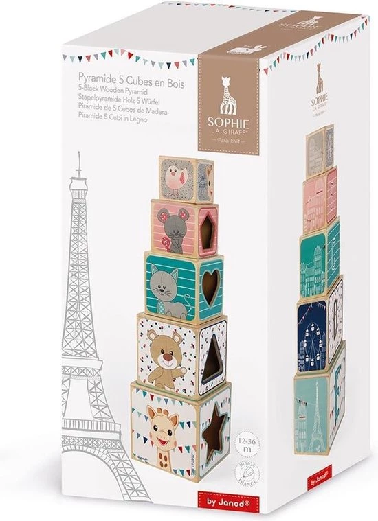 Janod - Sophie De Giraffe - Stapeltoren Houten Blokken - Afbeelding 8