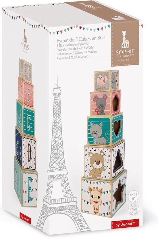 Janod - Sophie De Giraffe - Stapeltoren Houten Blokken - Afbeelding 9